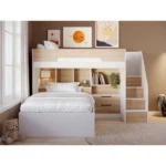 Greyson Staircase Triple Bunk Bed with Storage White