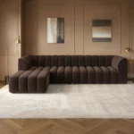 Halle Channel Tufted 4 Seater Modular Sofa with Reversible Footstool