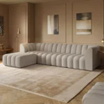 Halle Channel Tufted 4 Seater Modular Sofa with Reversible Footstool