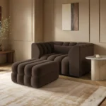 Halle Channel Tufted Loveseat with Storage Footstool