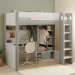 Hampton Single High Sleeper Bed with Desk & Wardrobe