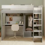 Hampton Single High Sleeper Bed with Desk & Wardrobe