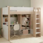 Hampton Single High Sleeper Bed with Desk & Wardrobe