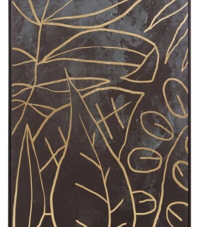 Harris Black and Gold Abstract Leaf Design Wall Art
