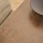 Heaven Dining Table with Ceramic Rusty Brown Top 135x80cm includes 4 Dean Beige Swivel Dining Chairs
