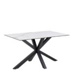 Heaven Dining Table with Ceramic White Top 135x80cm includes 4 Alonso Swivel Cream Dining Chairs with Armrest