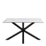 Heaven Dining Table with Ceramic White Top 135x80cm includes 4 Alonso Swivel Cream Dining Chairs with Armrest