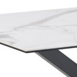 Heaven Dining Table with Ceramic White Top 135x80cm includes 4 Alonso Swivel Cream Dining Chairs with Armrest