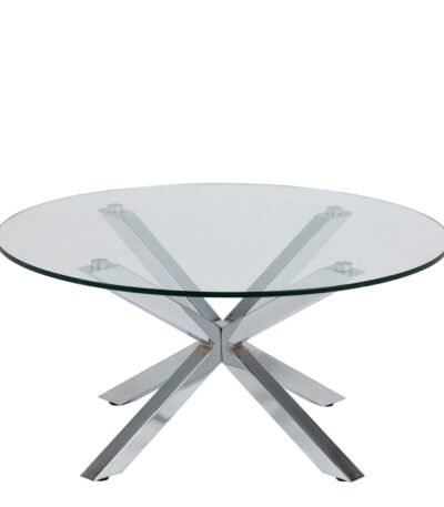 Heaven Round Coffee Table with Glass Top and Chrome Legs