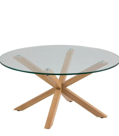 Heaven Round Coffee Table with Smoked Glass Top and Oak Legs