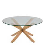 Heaven Round Coffee Table with Smoked Glass Top and Oak Legs