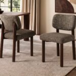 Henley Set of 2 Dining Chairs Brown Chenille