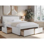 Heybrook 4 Drawer Boucle Fabric Bed Cream