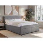 Heybrook 4 Drawer Fabric Bed Frame Grey