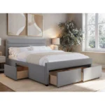Heybrook 4 Drawer Fabric Bed Frame Grey