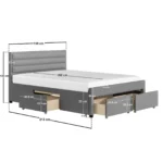 Heybrook 4 Drawer Fabric Bed Frame Grey