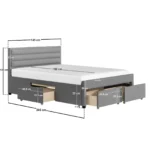 Heybrook 4 Drawer Fabric Bed Frame Grey