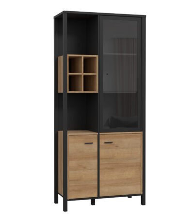 High Rock Display Cabinet in Matt Black/Riviera Oak