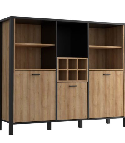 High Rock Shelf Unit in Matt Black/Riviera Oak