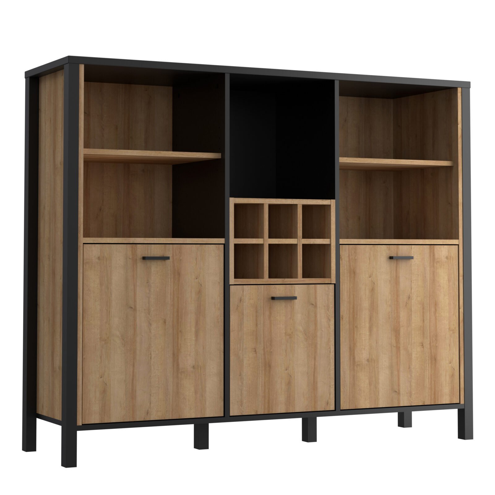 High Rock Shelf Unit in Matt Black/Riviera Oak High Rock Shelf Unit in Matt Black/Riviera Oak