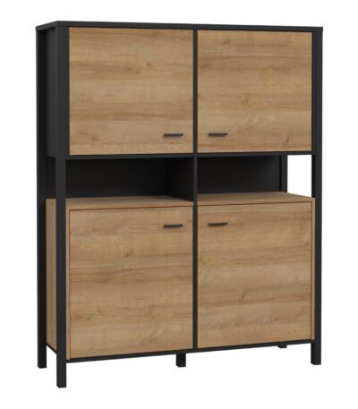 High Rock Storage Cabinet in Matt Black/Riviera Oak