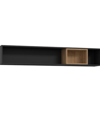 High Rock Wall Shelf in Matt Black/Riviera Oak