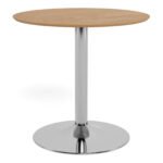 Ibiza Round Café Table in Matt Oak with Chrome Base