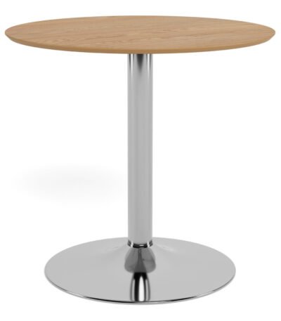 Ibiza Round Café Table in Matt Oak with Chrome Base