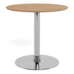 Ibiza Round Café Table in Matt Oak with Chrome Base