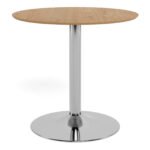 Ibiza Round Café Table in Matt Oak with Chrome Base