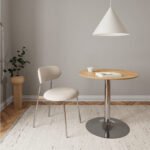 Ibiza Round Café Table in Matt Oak with Chrome Base