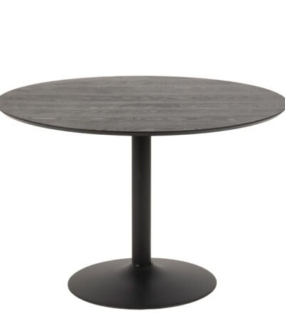 Ibiza Round Dining Table with Black Ash Top and Matt Black Base