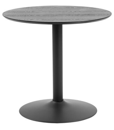 Ibiza Small Round Café Table with Black Ash Top and Matt Black Base