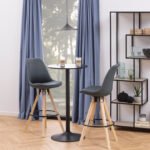Ibiza Tall Round Bar Table with Black Ash Top and Matt Black Base