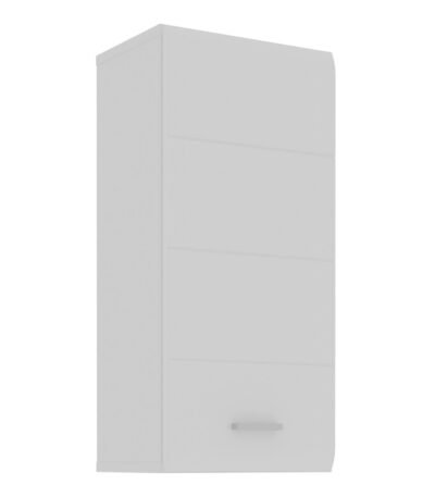 Ice Cave Hanging Storage Cupboard with 1 Door & Silver Handle in White with White Gloss Door