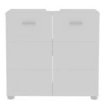 Ice Cave Under Sink Bathroom Cabinet with 2 Doors & Silver Handles in White with White High Gloss Doors
