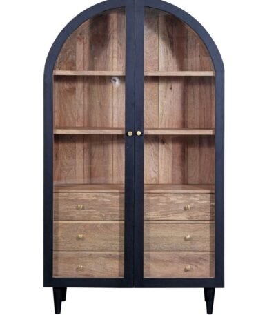 Iconic Black 2 Door Glass Cabinet
