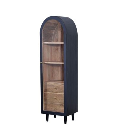 Iconic Black Single Door Glass Cabinet