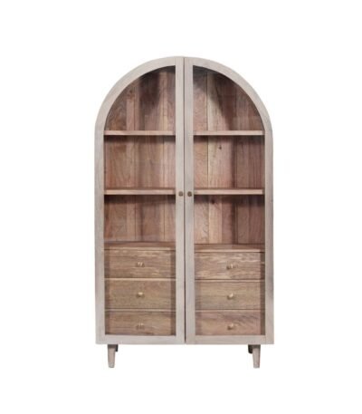 Iconic Whitewash 2 Door Glass Cabinet
