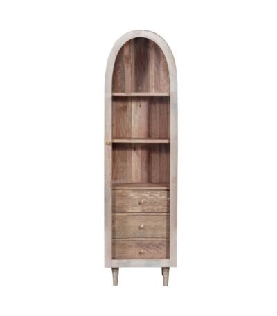Iconic Whitewash Single Door Glass Cabinet