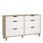 Ikast 6 Drawers Double Dresser in Jackson Hickory and White