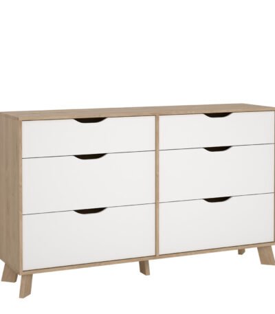 Ikast 6 Drawers Double Dresser in Jackson Hickory and White