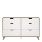 Ikast 6 Drawers Double Dresser in Jackson Hickory and White