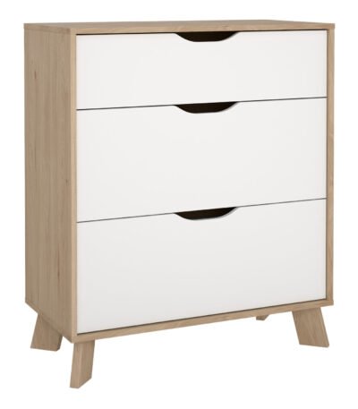 Ikast Chest 3 Drawers in Jackson Hickory and White