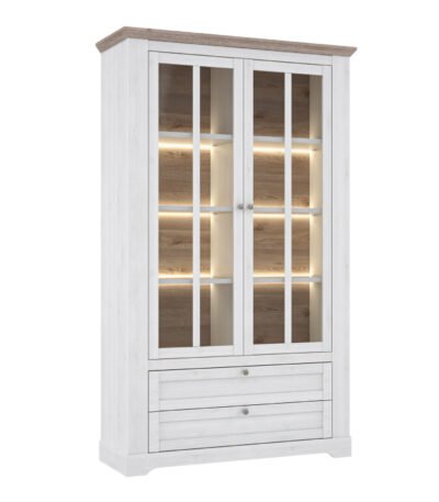 Illoppa Display Cabinet in Snowy Oak/Oak Nelson