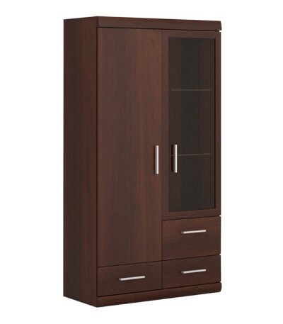 Imperial 2 Door 3 Drawer Glazed Display Cabinet in Dark Mahogany Melamine