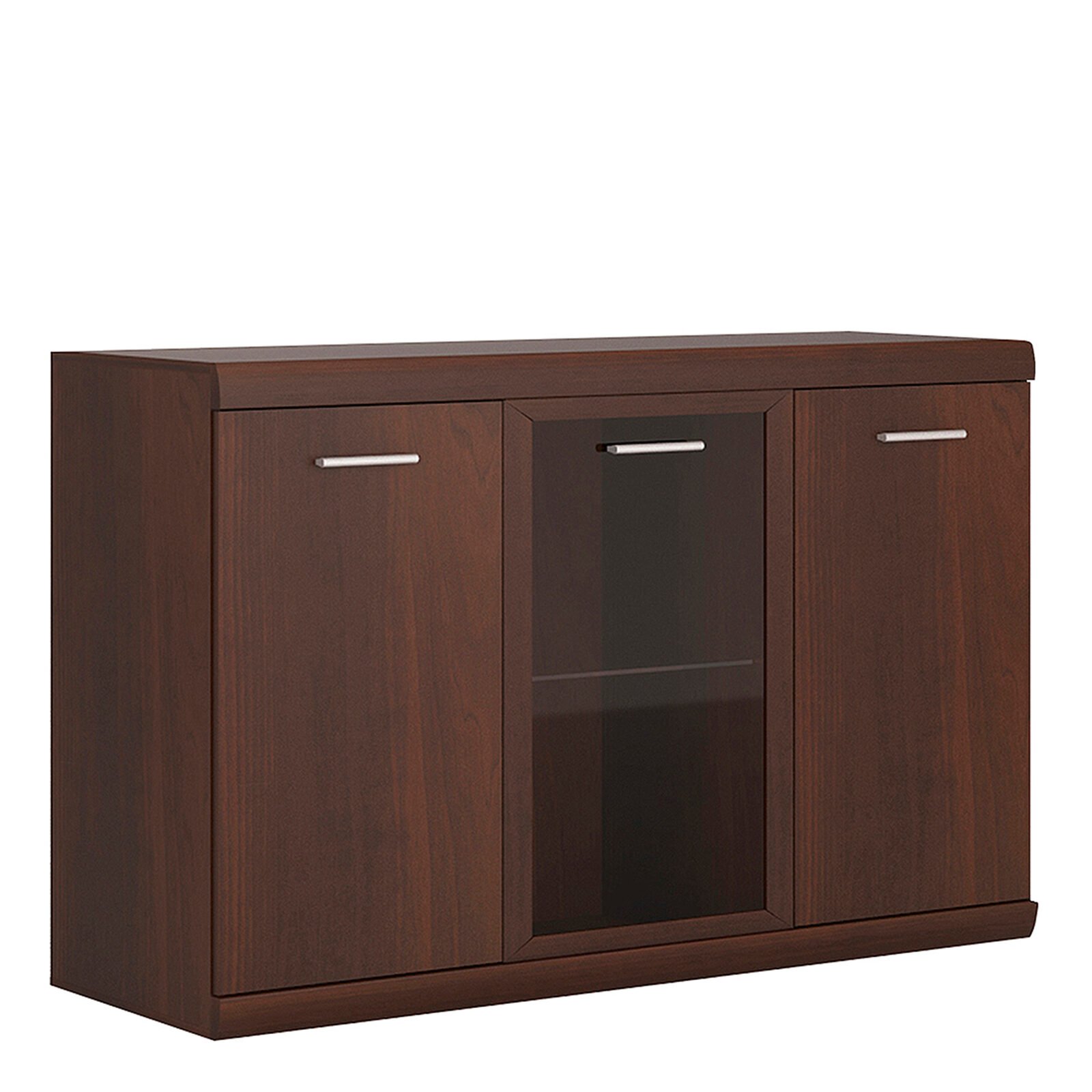 Imperial 3 Door Glazed Sideboard in Dark Mahogany Melamine Imperial 3 Door Glazed Sideboard in Dark Mahogany Melamine
