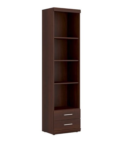 Imperial Tall 2 Drawer Narrow Cabinet with Open Shelving in Dark Mahogany Melamine