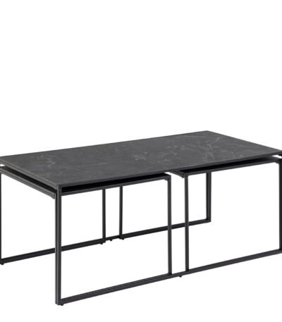 Infinity Square/Coffee Table Setin Matt Black Set of 3
