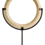 Iona Cream Marble Ring Sculpture on Metal Stand